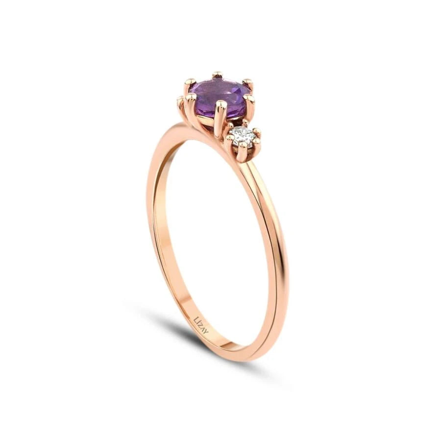 0,58 Karat Diamant-Amethyst-Ring