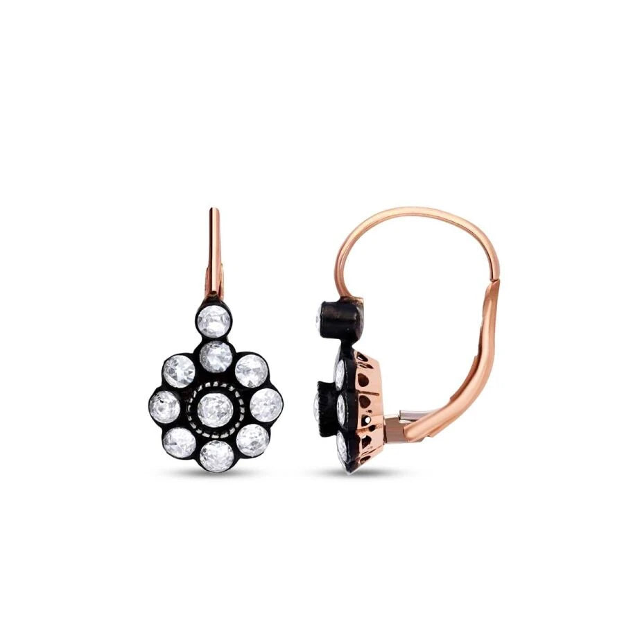 1.22 Carat Diamond Rose Earrings