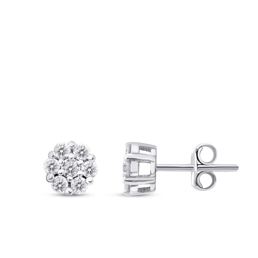 0.43 Carat Diamond Stone Round Earrings