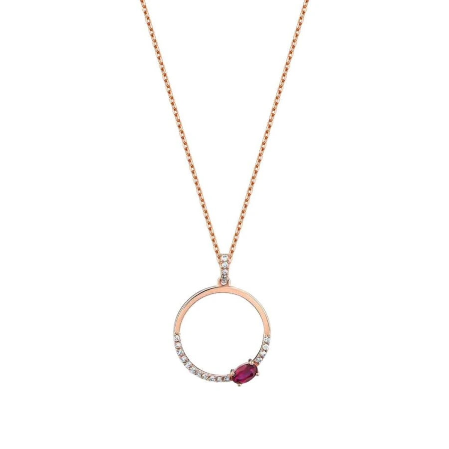 0.47 Carat Diamond Ruby Hoop Necklace
