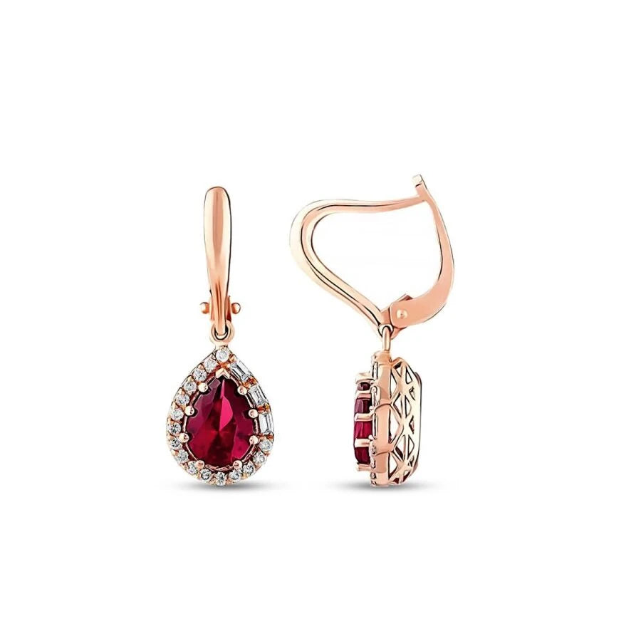 2.47 Carat Diamond Ruby Earrings