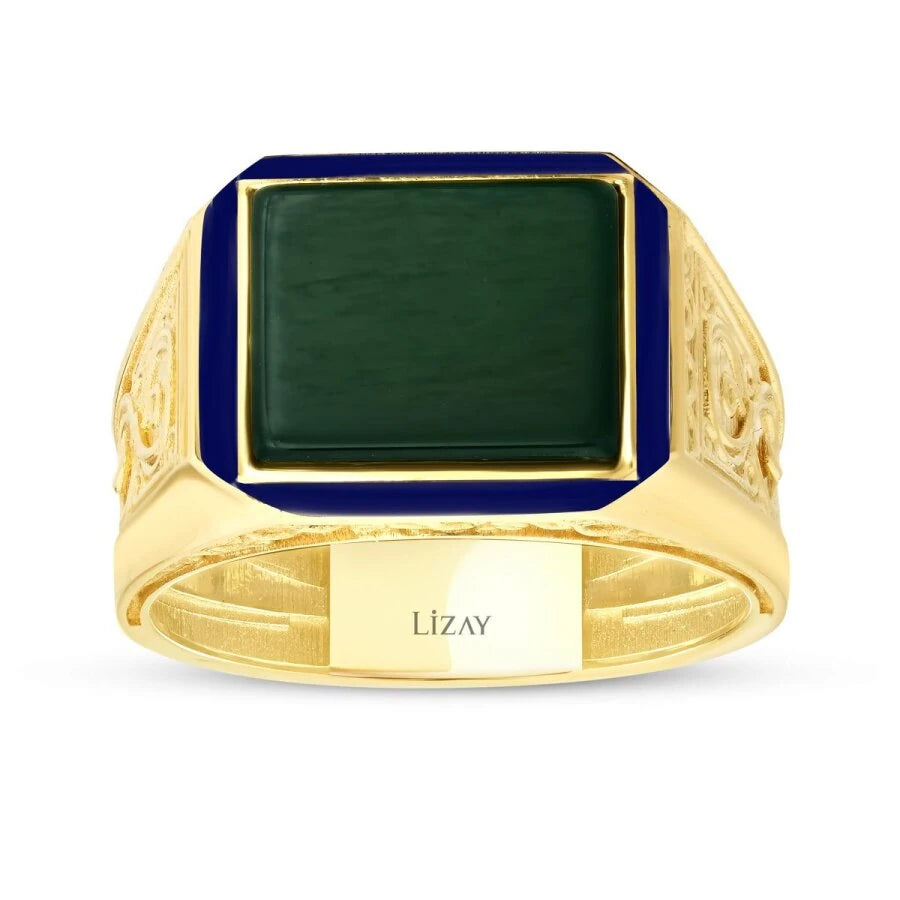 Gold Colored Enamel Men’s Ring