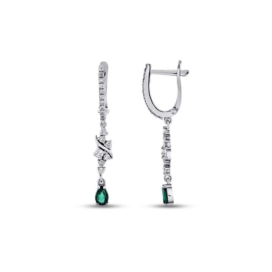0.70 Carat Diamond Emerald Earrings