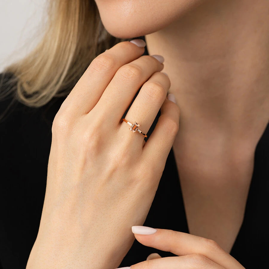 0,66 Karat Diamant-Morganit-Ring