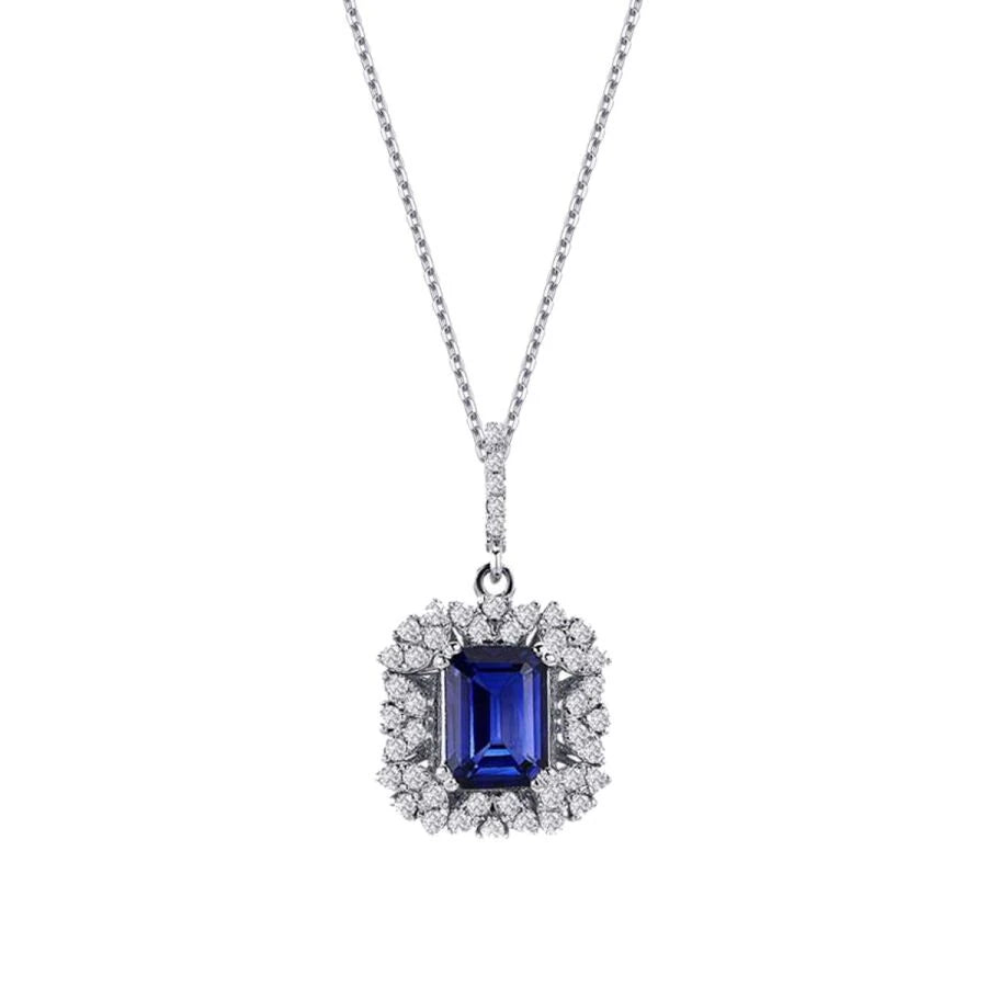 1.76 Carat Diamond Sapphire Necklace