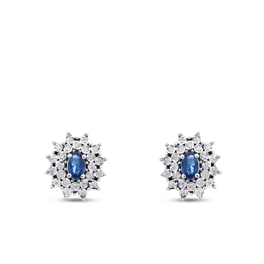 0.72 Carat Diamond Sapphire Earrings