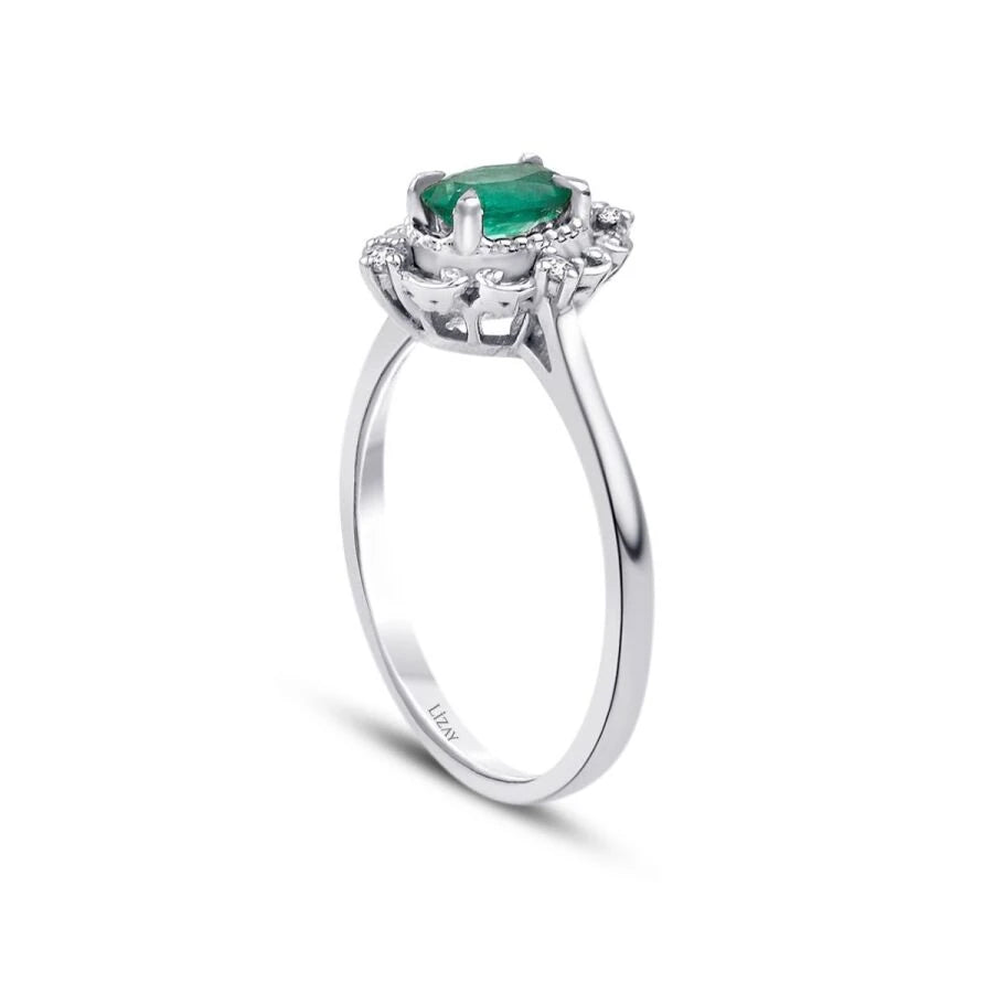 0.35 Carat Diamond Emerald Ring
