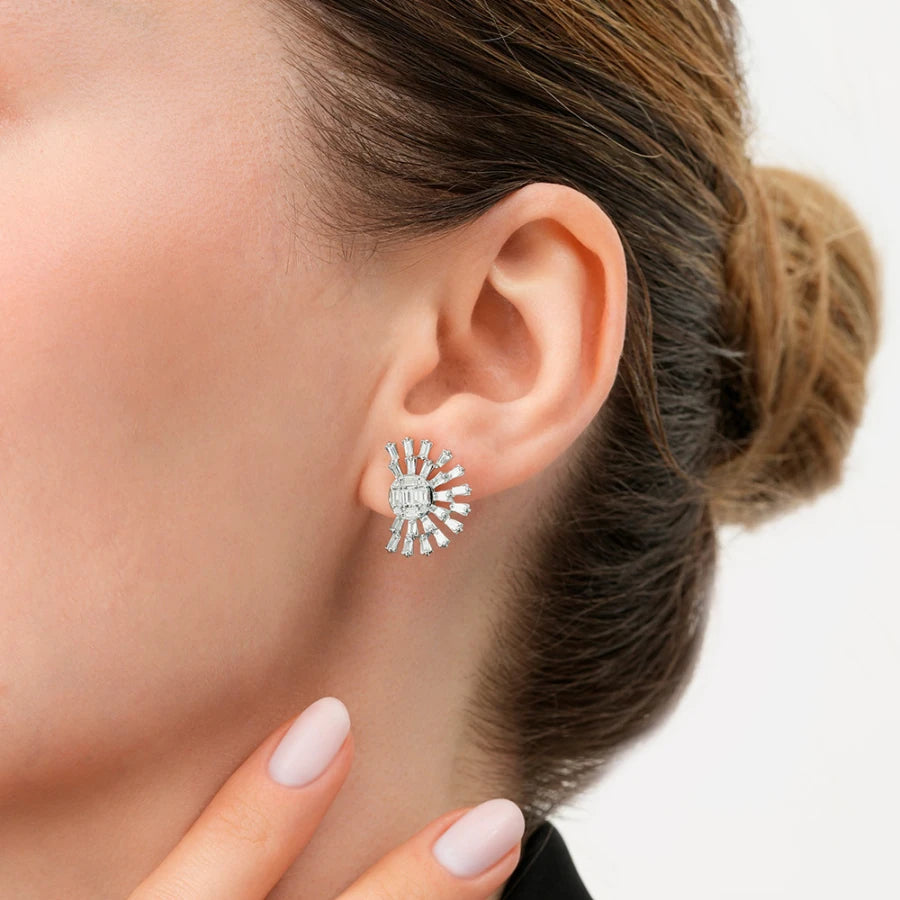 1.42 Carat Diamond Baguette Earrings