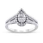 0.12 Carat Diamond Pear Baguette Ring