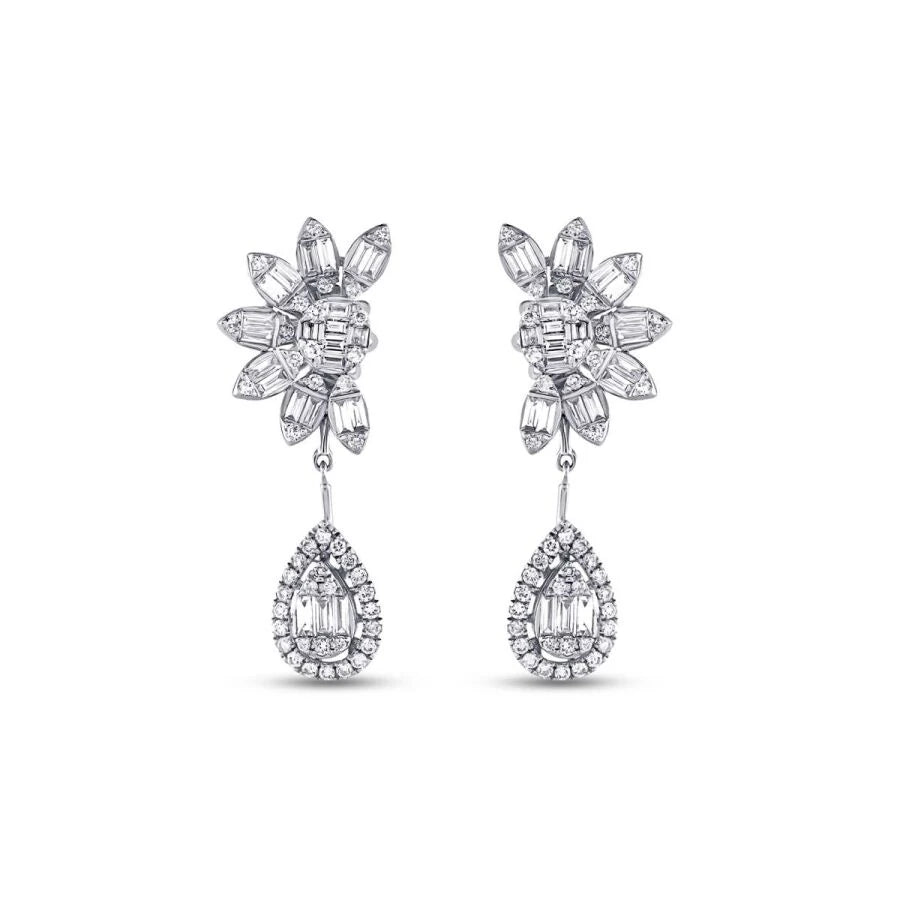 1.59 Carat Diamond Baguette Earrings