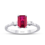 1.20 Carat Diamond Baguette Ruby Ring