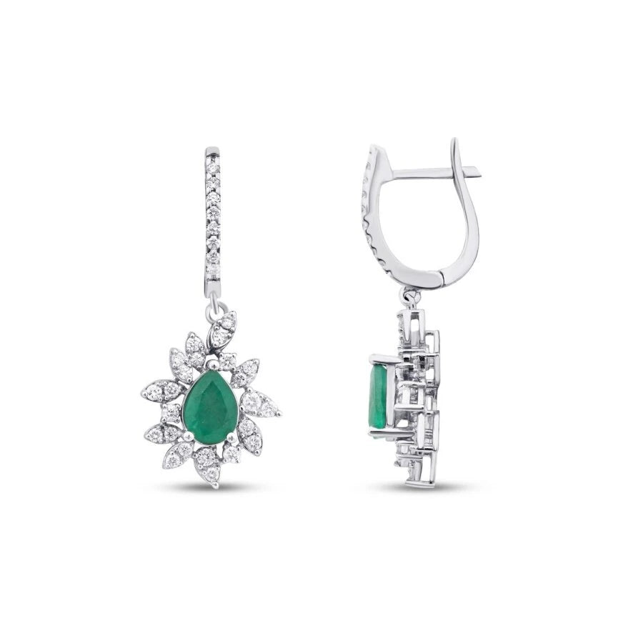 2.06 Carat Diamond Emerald Earrings