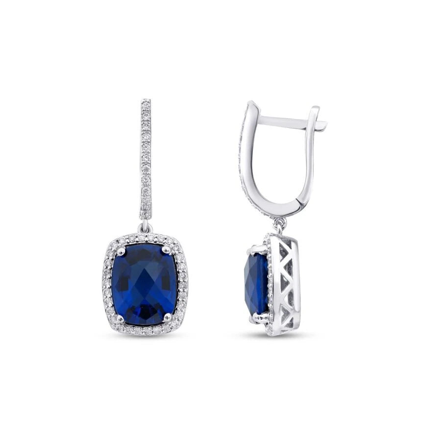 4.33 Carat Diamond Sapphire Earrings
