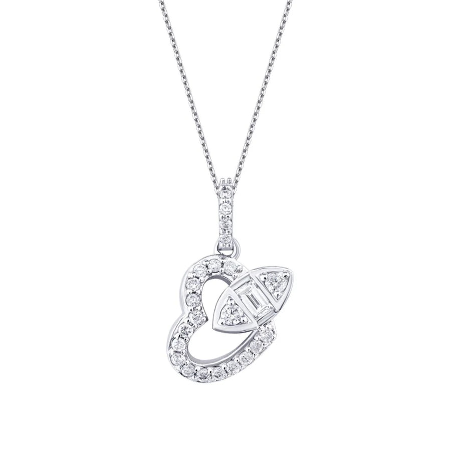0.22 Carat Diamond Baguette Heart Necklace