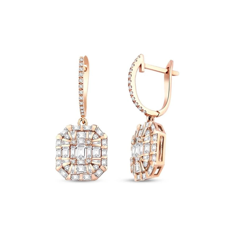1.72 Carat Diamond Baguette Earrings