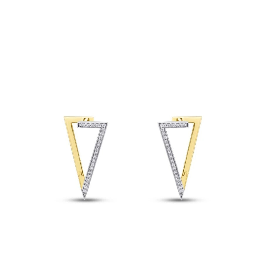 Gold Triangle Stone Earrings