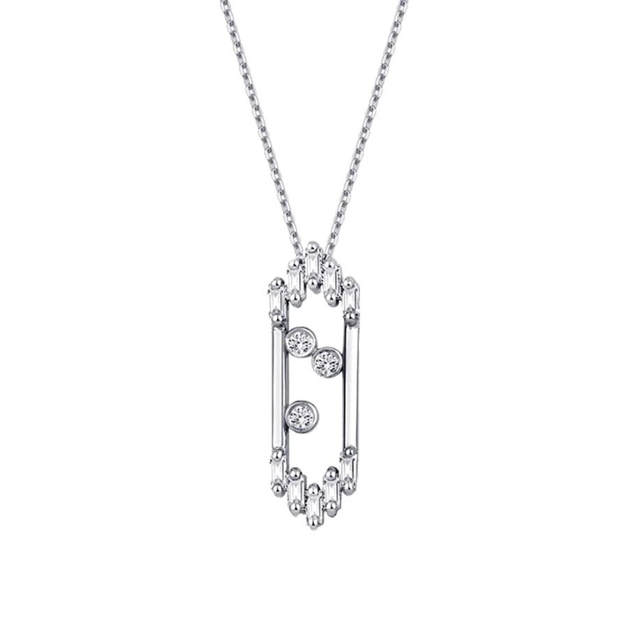 0.09 Carat Diamond Baguette Necklace