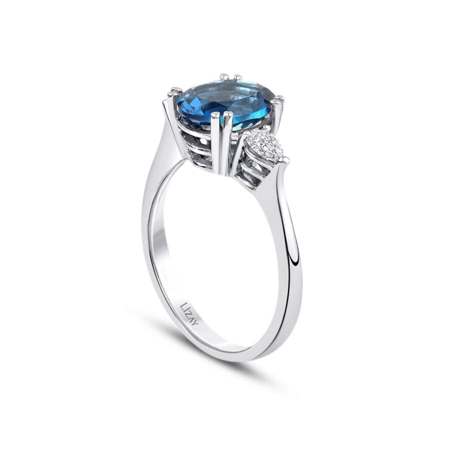 Ring mit 2,51 Karat Diamant und Aquamarin