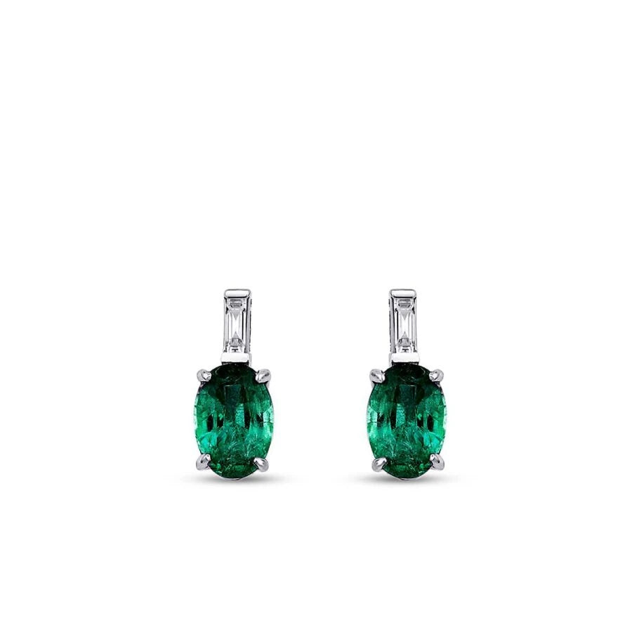 0.91 Carat Diamond Emerald Earrings