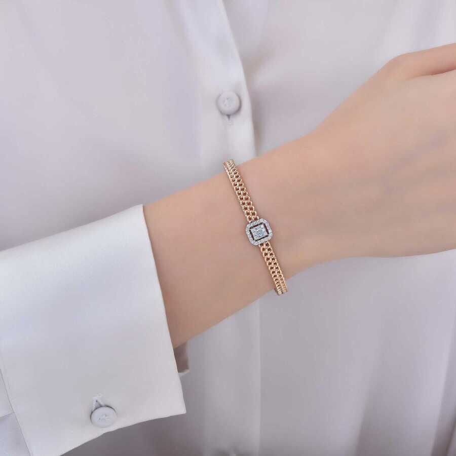 Armband mit 0,34 Karat Diamanten im Baguetteschliff