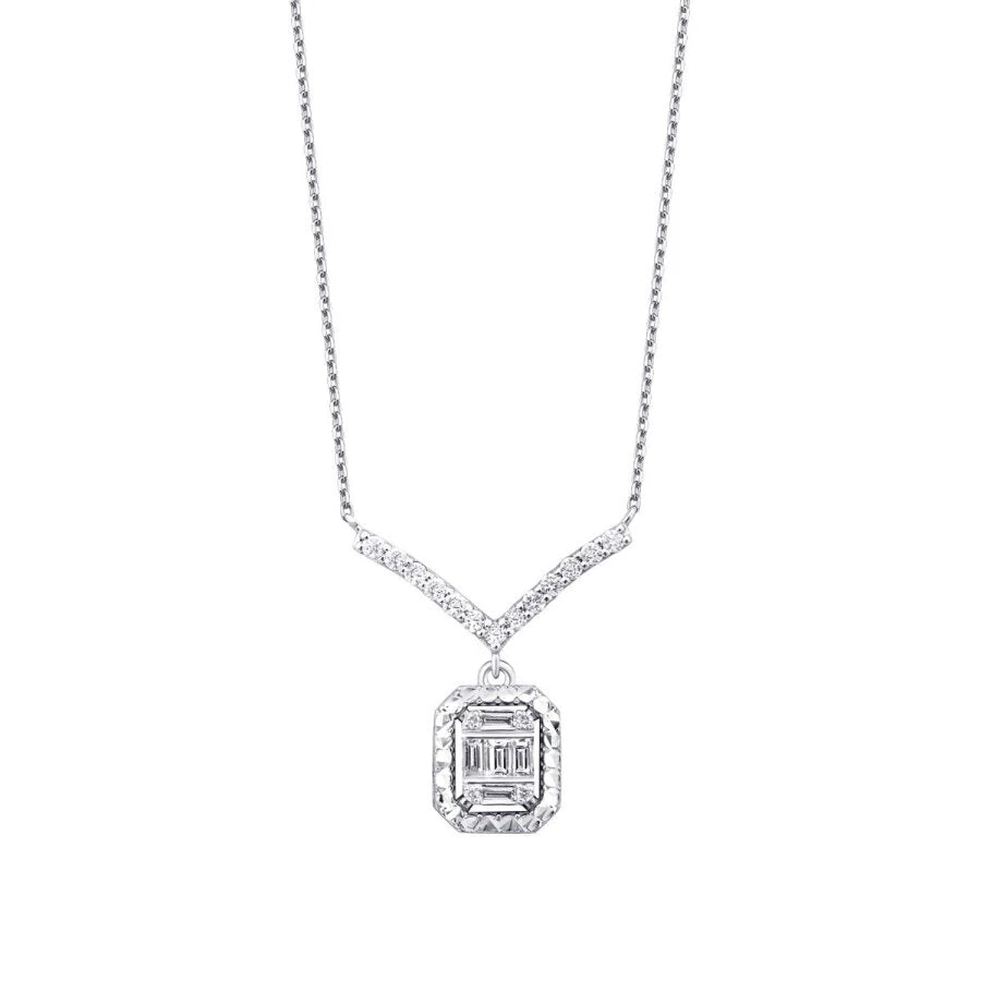 0.23 Carat Diamond Baguette Necklace