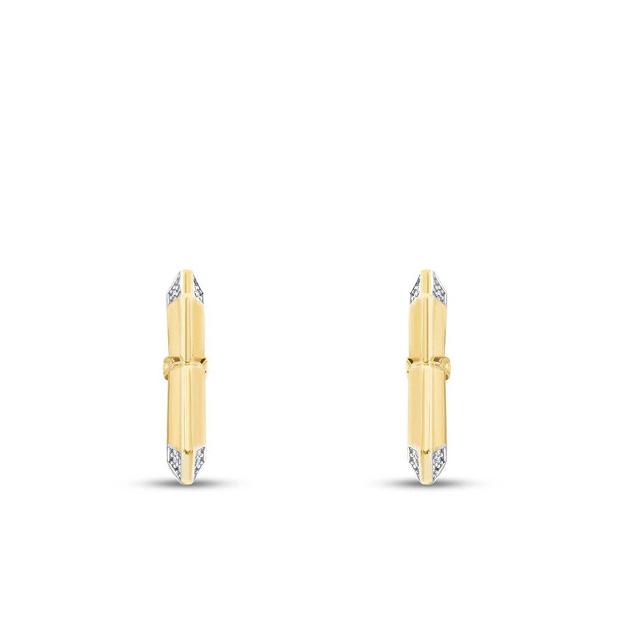 Goldene geometrische Ohrringe mit Steinen