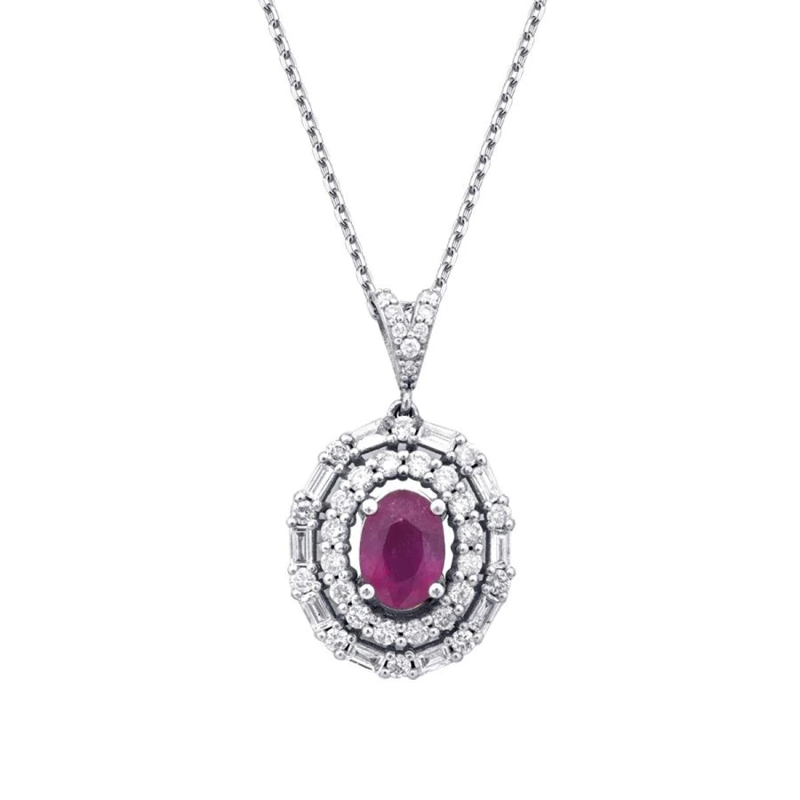 1.62 Carat Diamond Ruby Necklace