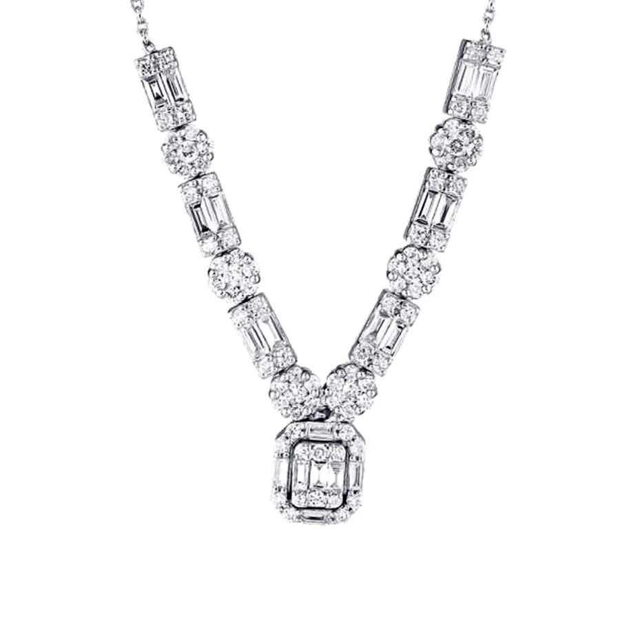 Halskette mit 1,36 Karat Diamanten im Baguette-Schliff