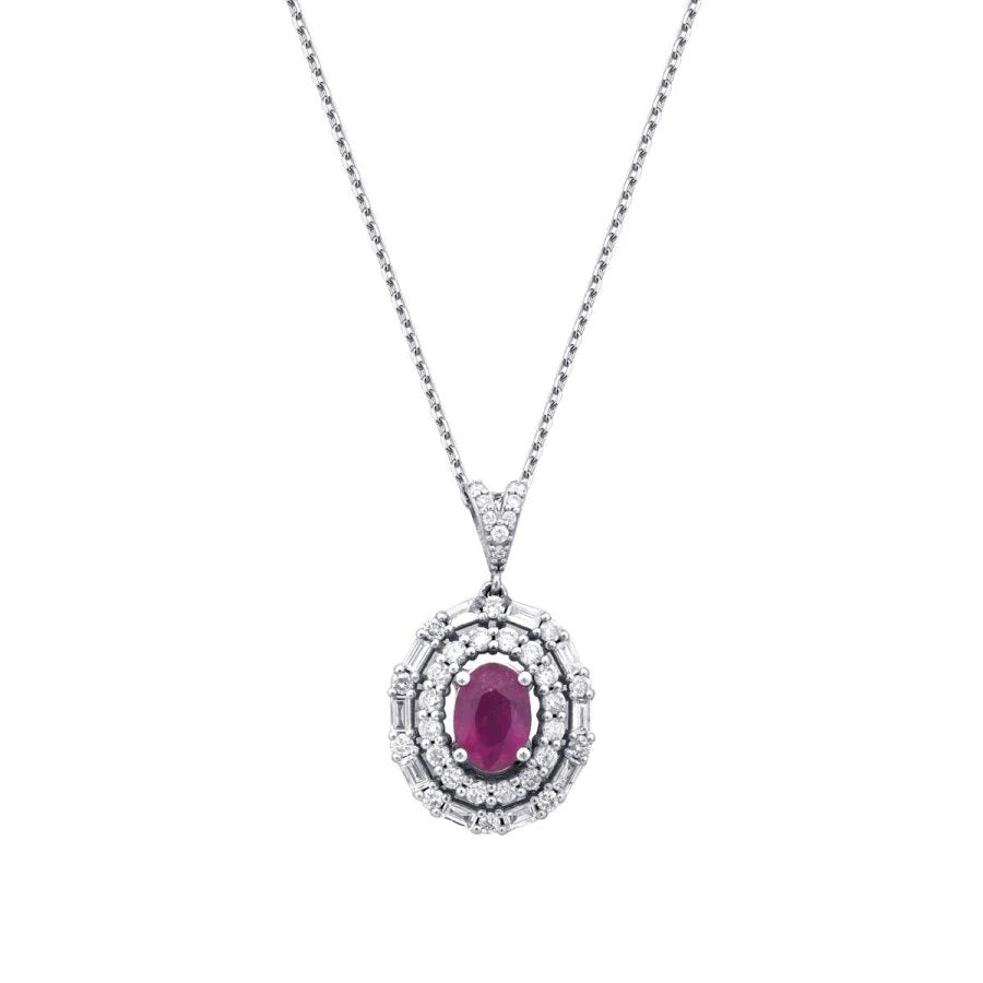 1.62 Carat Diamond Ruby Necklace