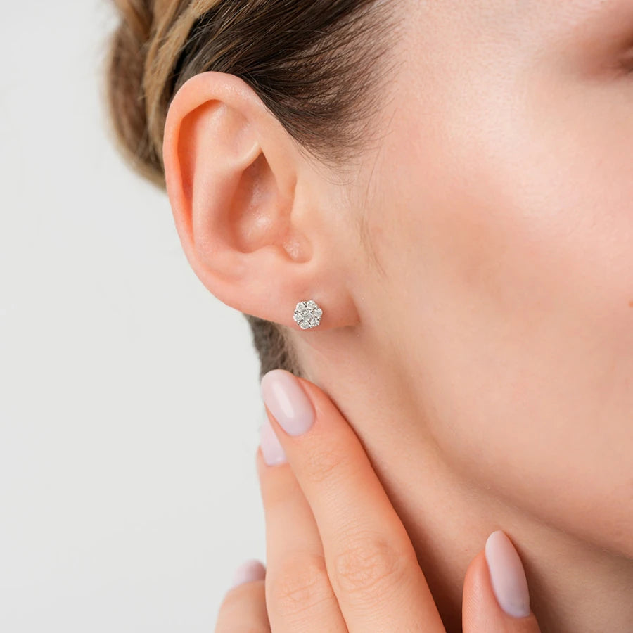 0.43 Carat Diamond Stone Round Earrings