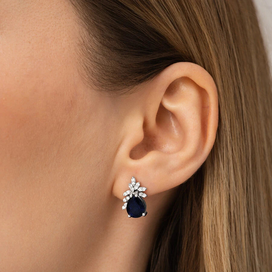 4.23 Carat Diamond Sapphire Earrings