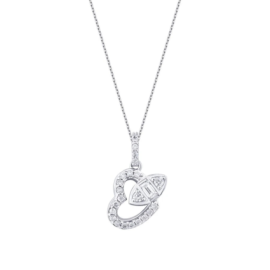 0.22 Carat Diamond Baguette Heart Necklace
