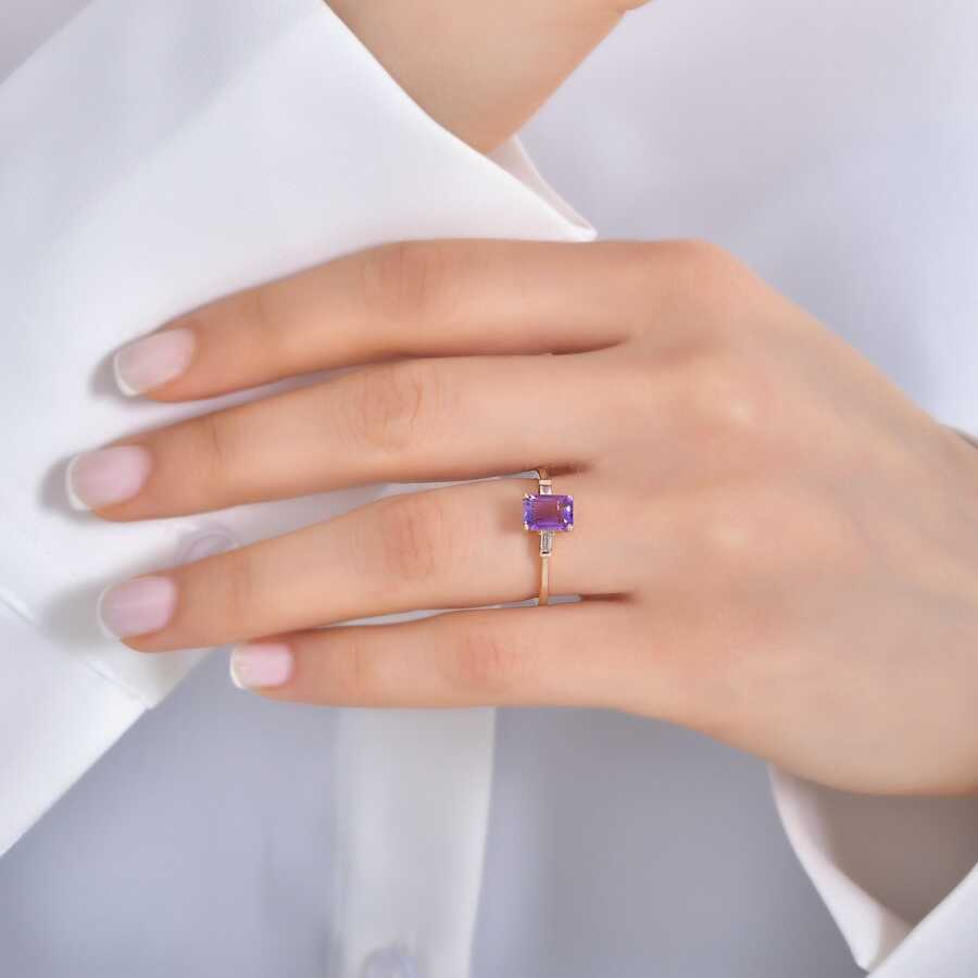 1,68 Karat Diamant-Amethyst-Ring