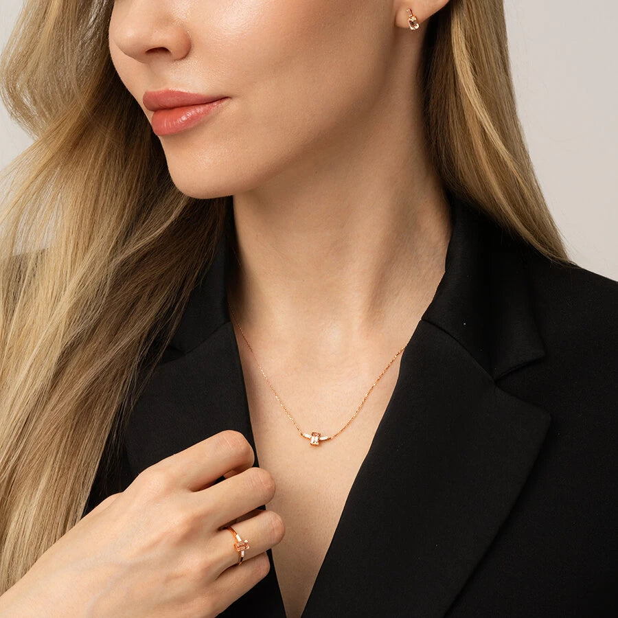 0.65 Carat Diamond Morganite Necklace