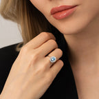 0.60 ct. Diamant Blauer Topas Ring