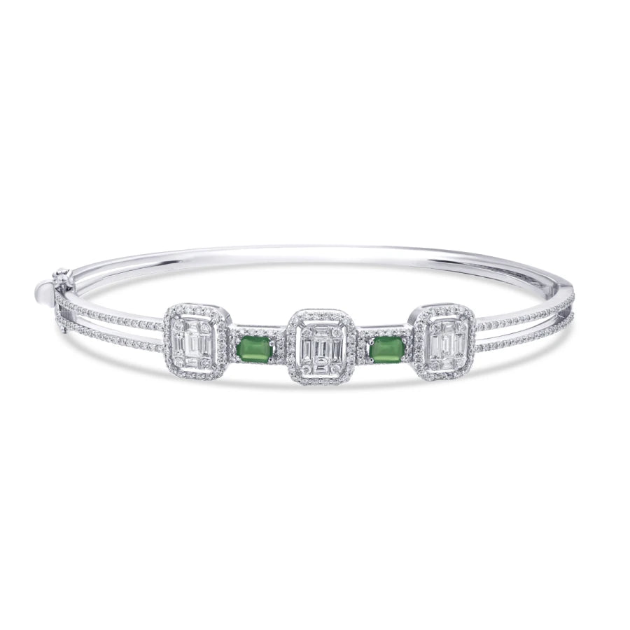 1.68 Carat Diamond Baguette Emerald Bangle