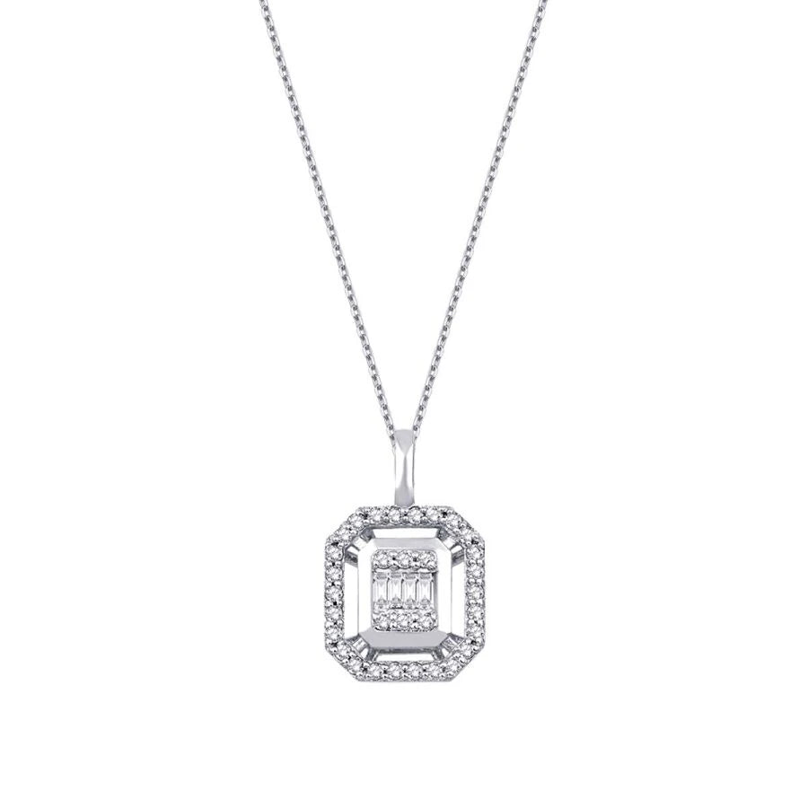 0.14 Carat Diamond Baguette Necklace