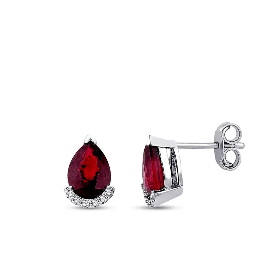 2.03 Carat Diamond Ruby Earrings