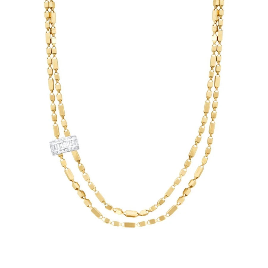 Gold Chain Baguette Necklace