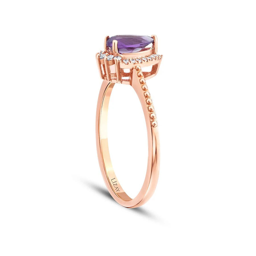 0,56 Karat Diamant-Amethyst-Ring