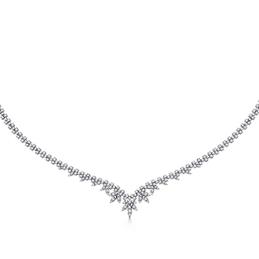 Tennis-Halskette mit goldenem Blumenmuster