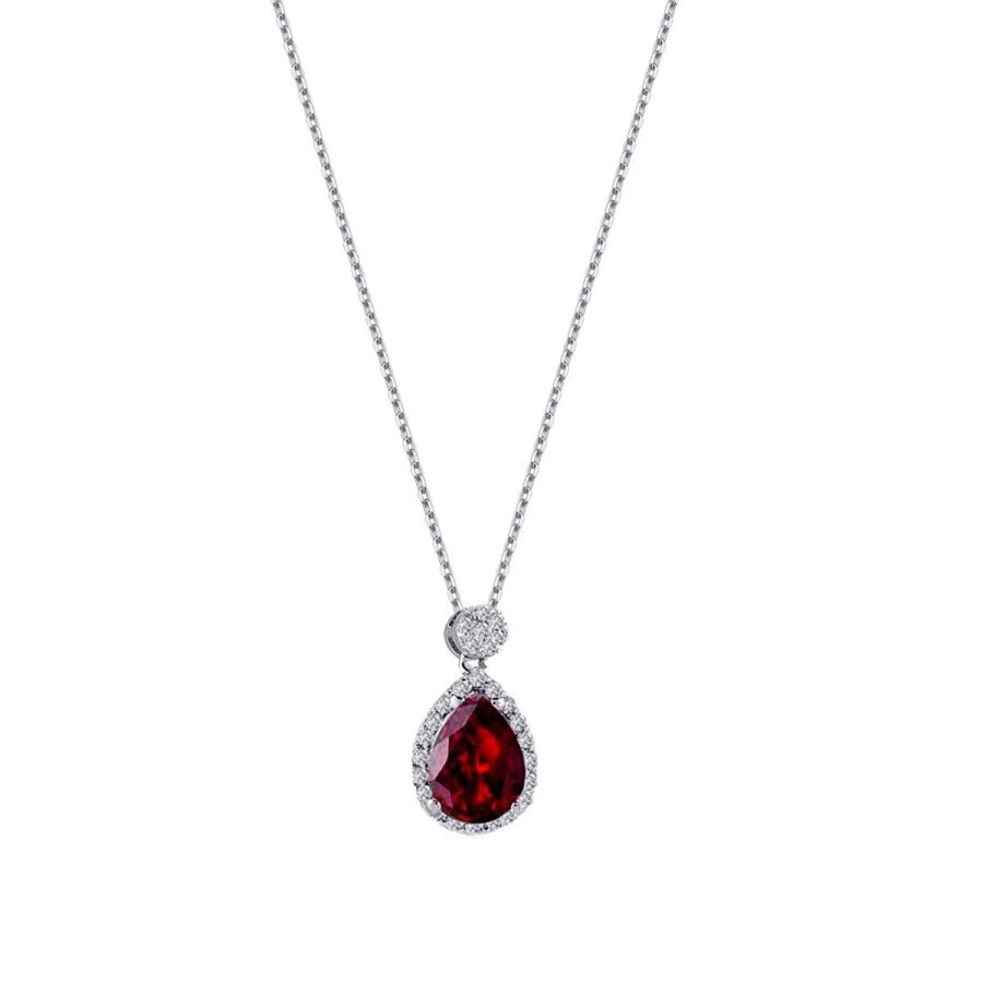 1.15 Carat Diamond Pear Ruby Necklace