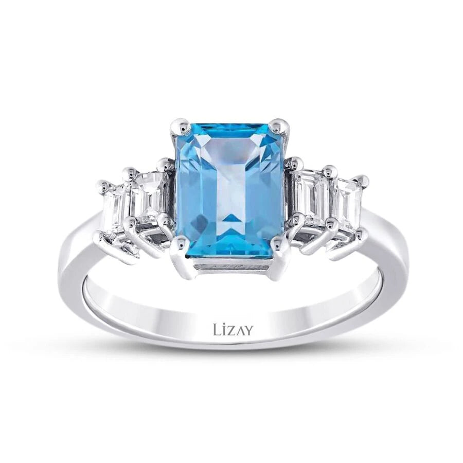 Ring mit 1,44 Karat Diamant und blauem Topas