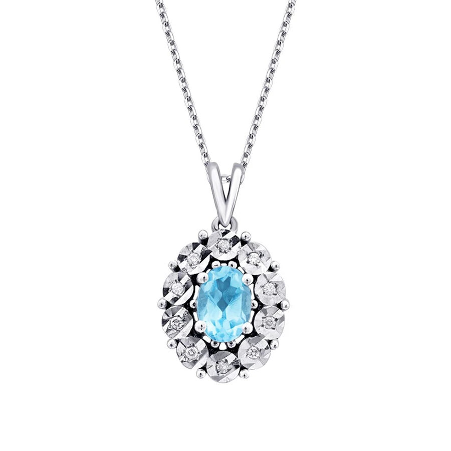 0.59 Carat Diamond Blue Topaz Necklace