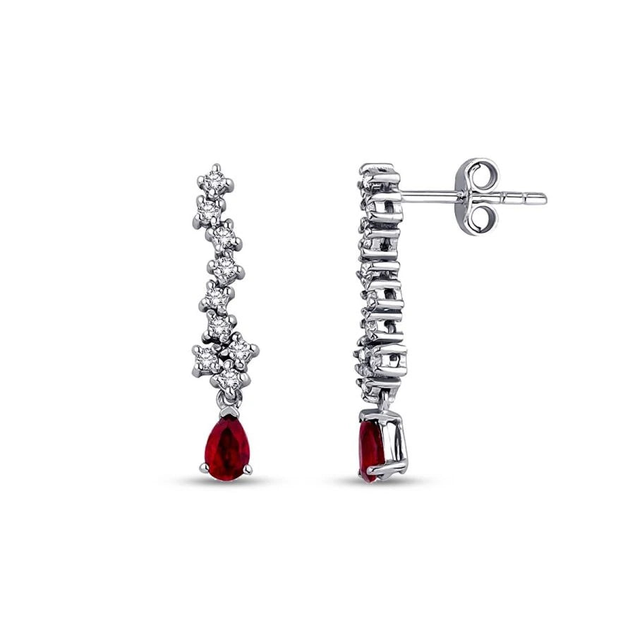 0.89 Carat Diamond Ruby Earrings