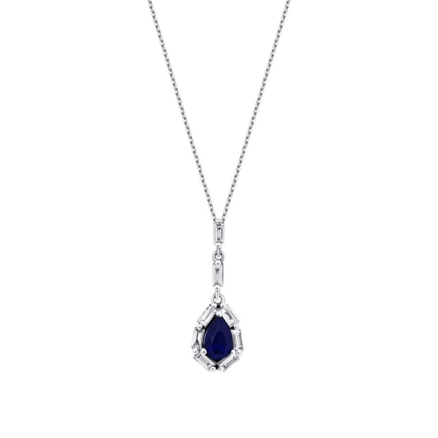 0.75 Carat Diamond Sapphire Necklace
