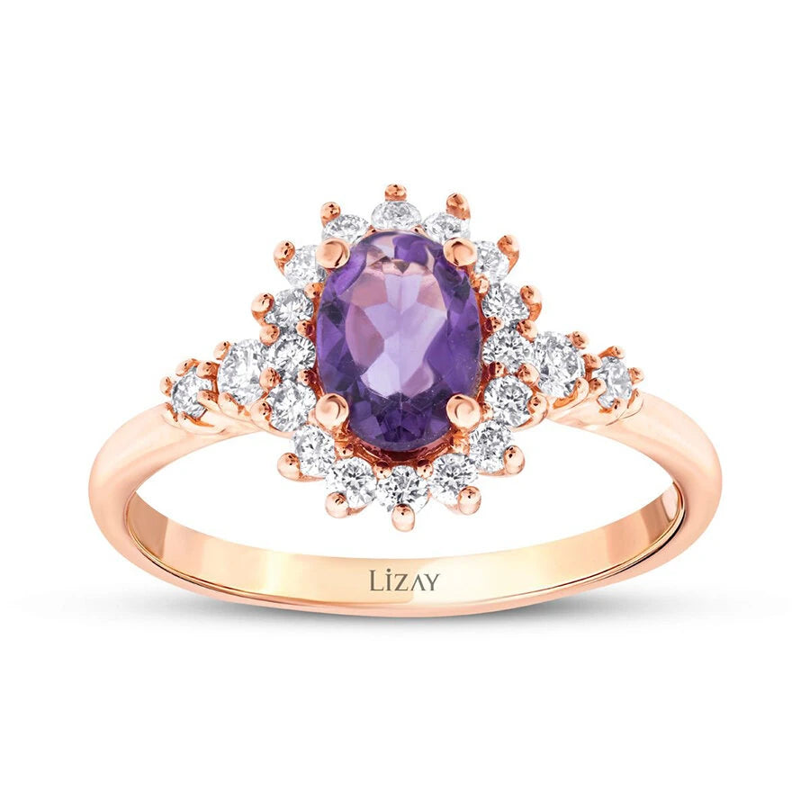 0,98 Karat Diamant-Amethyst-Ring