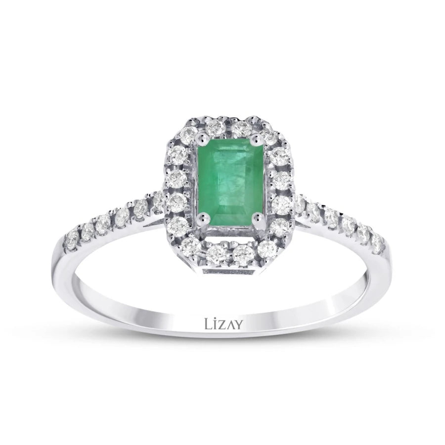 0.61 Carat Diamond Emerald Ring