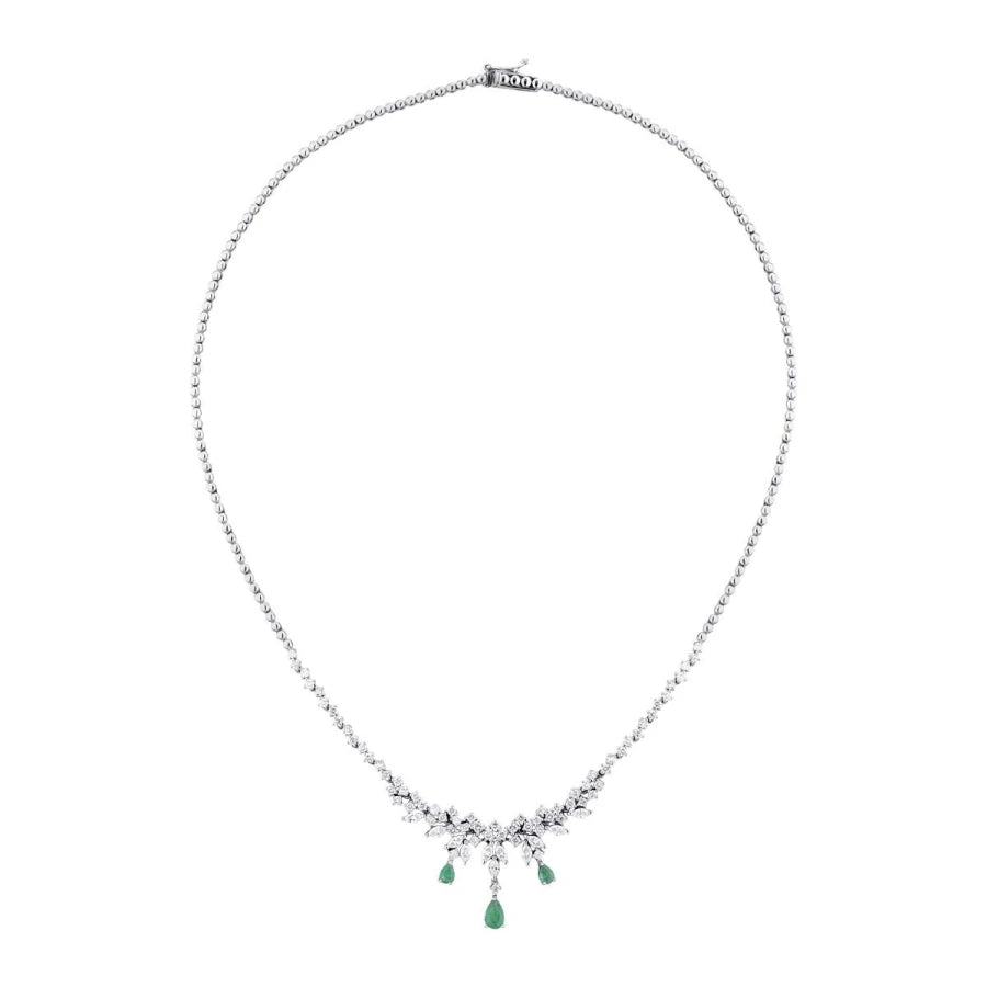 2,89 Karat Diamant-Smaragd-Halsband