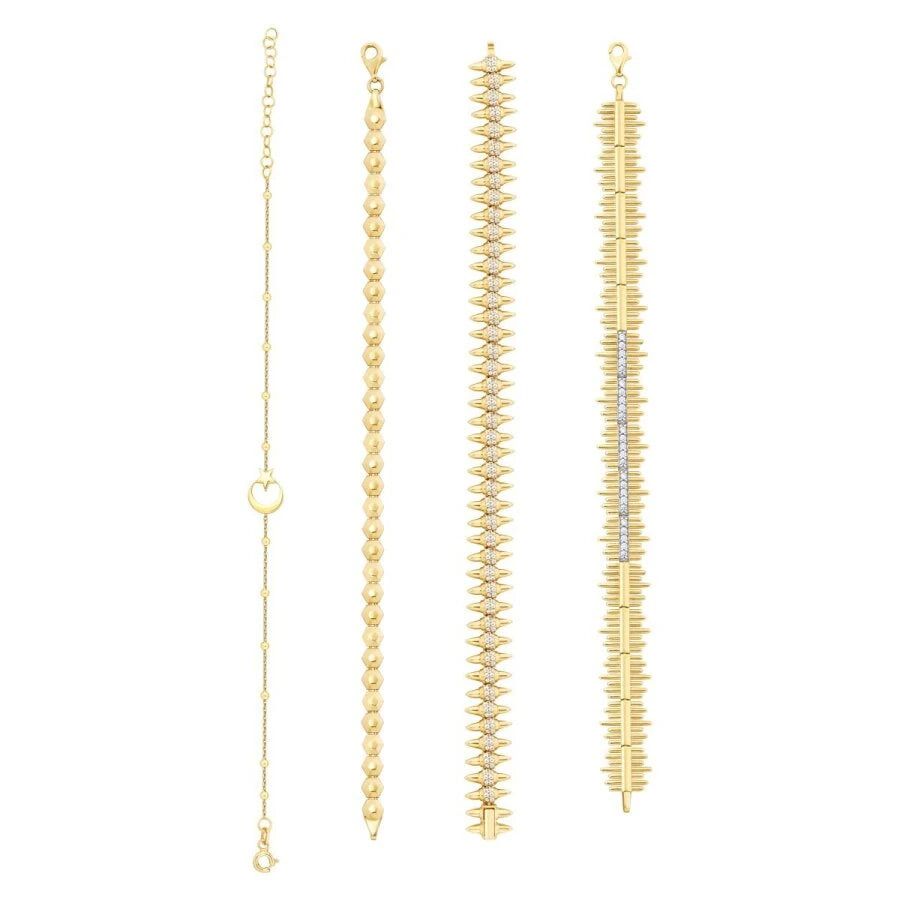 Goldenes Zickzack-Armband mit Steinen